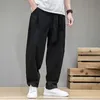 Printemps coton lin pantalon hommes taille élastique décontracté sarouel pantalon de survêtement ample traditionnel chinois pantalon pantalons homme 220704