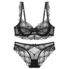 White Women Transparent Bra And Panties Set Lingerie Sexy Plus Size C D E Cup Push Up Brassiere Lace Underwear Sets For Girl 220513