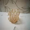 Portacandele Candeliere geometrico europeo Cena romantica a lume di candela Decorazione in ferro Matrimonio Casa Cubo di cristallo Candela