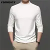 COODRONY Merk Lente Herfst Aankomst All-match Fashion Casual Pure Color Stand Collar Lange Mouwen T-shirt Mannen Kleding C5049 220325