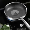 20/26CM Frying Pan Food Grade 304 Stainless Steel Non Stick Pan Honeycomb Pot Bottom Induction Cooker Gas Stove General Wok 220423