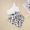 Комплект одежды детского костюма Summer Print Print One Pleakselevess Shorts Shorts для девочек 18 месяцев-6 лет.