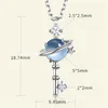 Beautiful Women Necklace Real 925 Silver Natural Blue Topaz Star Key Pendant For Party Gift With Chain253p267E