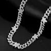 Chains 13mm Iced Out Paved Rhinestone Star Cuban Chain Necklace For Women Men Bling Miami Link Choker Fashion JewelryChains