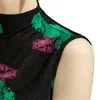 Women Clothing Sleeveless Turtleneck 's T-shirt Flower Prined Mesh Woman Top Spring Summer Tops For 220318