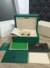 HH vert étiquette volante AAA + montre boîtes vertes papiers de luxe de haute qualité cadeau montres boîte sac en cuir carte 0.8KG pour Rolex montres-bracelets certificat + sac à main