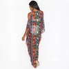 Bohemian Printed V-neck Off the Shoulder Dress Plus Size Kaftan Robe Moroccan Kaftan Tunic Summer Women Beachwear Q1352 220510