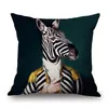 Cuscino/cuscino decorativo poster d'arte nordica in stile cover cuscino decorativo zebra giraffe elefante animale di moda che indossa un cappello divano thr3180719