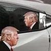 2024 Élection Trump Décalcomanies Autocollants de voiture Drapeaux de bannière drôles Fenêtre gauche droite Décollez les décalcomanies en PVC imperméables Fournitures de fête Livraison DHL