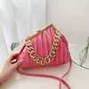 Evening Bag Women 2022 New Fashion Wrinkled Metal Clip Chain Small Square Versatile One Shoulder Messenger Trendy 0719
