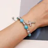 Armreif Damen Persönlichkeit Vintage Türkis Armband Silber graviert JewelryBangle Inte22