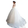 Suknia balowa suknie ślubne z ramion koronkowe 3D Kwiki kwiatowe arabskie suknie ślubne długie szaty vintage de soiree perły 403