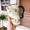 Drinkware Mugs 500 ml Creative Fruit Thread Ceramic High Quality Milk Mug Personality Flower Tea kaffevatten Juice Cup för kvinnor Män barn