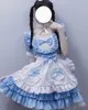 Anime Maid Apron Costumes Lolita Fancy Dress Cosplay House Women's Sweetheart Dress Headwear Neckalce Set Blue Pink Black