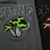 Gonthwid Tshirts Вышиваемая грибные лоскутные пэкворки с коротким рукавом футболки на уличной одежде хип -хоп хараджуку повседневные хлопковые топы 220527