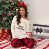 メリークリスマス女性冬パジャマセットコットン寝室長ラティスパンツ+クリスマスプリントパジャマ服パジャマプラスサイズ220329