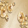 Carta da parati personalizzata di lusso 3d solido murale murale di perle d'oro fiore gioielli tv sfondo muro 3d murale carta da parati