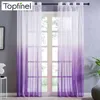 Gradient Tulle Curtains for Living Room Bedroom Kitchen Transparent Sheer Curtain Home Decor Window Drapes European American 220511