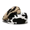 Berets Cow Design Korea Style Sboy Caps For Women White Black Fashion Forward Hat Korean Vintage Ins PaintBerets