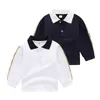 Baby Boys T-shirts Turn-Down Collar Autumn Kids Long Sleeve T-shirt Gentleman Style Children Cotton Casual Tops Tees Boy Shirts Child Clothes