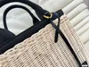 2022 Vrouwen Luxe designer tassen geweven palmschoudertassen Designers Leerbakken Vezelzak Fashion Crossbody Bagss beroemde merk Purse Hoge kwaliteit Lady Handtassen