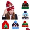 14 Tasarımlar Çocuklar Noel Örme Led Işıkları Beanie Noel Baba Elk Kar Tanesi Kış Şapka Beanies Adts Parti için 09 Bırak Teslimat 2021 Caps