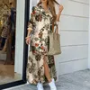 Casual Dresses Summer Woman Long Shirts Dress Turn-Down Collar Button Maxi 2022 Fashion Elegant Sleeve Party DressCasual