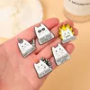 Cute white cat gets hit by an arrow, plays handsome brooch with a knife, clothing accessories, metal badges and funny buttons