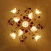 새로운 유리 천장 조명 미국 국가 거실 램프 소녀 공주 방 으로맨틱 장미 웨딩 따뜻한 침실 홈 조명