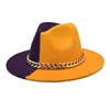 Szeroki Brim Kapelusze Dla Kobiet Różne Kolor Patchwork Felk Fedoras Hat Panama Jazz Party Festival Dress Cap Sombreros de Mujer