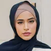 エスニック服イスラム教徒の女性ジャージーインナーハイジャブキャップストレッチコットンアンダースカーフ額クロスターバンフェムメマジュルマンヘッドスカーフボンネット