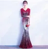 woman party night Sequined V-Neck Floor-Length evening dresses long prom dresses