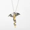 Pendant Necklaces Luminous Dragon Necklace Fluorescence Golden Sword Glow In The Dark For Men Women Party Hallowen GiftsPendant