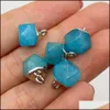 Arts And Crafts Arts Gifts Home Garden 8X11Mm Polygon Plating Edge Natural Crystal Stone Charms Rose Quartz Pendants Trend Dhwf7