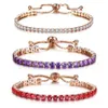 Lusso regolabile 4mm cubico Zirconia Tennis Braccialetti Ice Out Catena Catena Cristallo Bracciale da sposa per le donne Bracciale in oro rosa in oro rosa