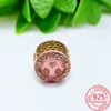 925 Sterling Silver Ciondola Charm Rosa Murano Bacio Appassionato Bead Fit Pandora Charms Bracciale Accessori gioielli fai da te