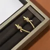 Season's New Geometric Cross Retro Rope Knot Stud Earrings Knotted Niche 18K Gold Plated Diamond Fashion Jewelry Gift