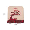 Chair Ers Sashes Home Textiles Garden Christmas Cotton Linen Embroidery Elk Er Festival Party Decor Dining Chairs Backrest Xmas Decoration