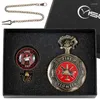 Relojes de bolsillo, reloj grande de bronce para hombres, señal de fuego, regalo de recuerdo para bomberos, collar con colgante rojo, cadena Fob Steampunk, reloj de bolsillo