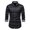 Camisas casuais masculinas Men's Warm sobretudo lapela de lapela estampada de manga comprida no outono espessado e inverno homens grandes camisolas altas