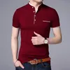 Men's Polos Fashion Brand 2022 Shirt Summer Mandarin Collar Slim Fit Solid Color Button Breathable Casual Men Clothing Mild22