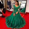 Bruidsmeisjekleding bruidsjurk lange mouw v nek groen bruiloft feestvestido de baile dames prom jurkbridesmeisje