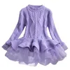 Girl's Dresses Knitted Sweater Dress For Girls Autumn Winter Clothes Ribbed Long Sleeve Kids Party Costume Casual Wear Princess Christmas Dr