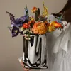 Vase Morandi nordique ornements de fleurs séchées créatif électrolytique argent vase en céramique modèle vases salon décoration cadeau 220423