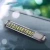Interior Decorations Hidden Car Styling Temporary Parking Card Metal Alloy Texture Auto Phone Number Plate Telephone StickerInterior