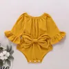 Nouveau-né bébé filles rober Cotton Flare Sleeve Baby PlaySuit Jumps Cuit Bowknot Rompers One-Piece Vêtements 964 E3