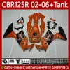 Honda CBR-125 CBR 125 R CC 02-06 BODYWORK 124NO.113 CBR BLKオレンジ125R 125CC CBR125R 2002 2003 2004 05 06 CBR125RR CBR-125R 02 03 2006 2006ボディ+タンク