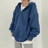 Frauen Hoodies Harajuku Koreanische Version Lose Übergroße Sweatshirts Vintage Einfarbig Langarm Mit Kapuze Sweatshirt Zipper Mäntel 220721
