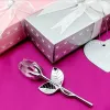 50PCS Wedding Favors Clear Crystal Rose with Gold/Silver Long Stemmed in Gift Box Bridal Shower Party Giveaways For Guest DH736