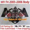 Kit de carrosserie pour MV Agusta F4 R312 750S 750 1000 R CC S 1000CC 05-06 Carrosserie 154No.11 312 1078 S 1+1 312R 750R 1000R Capot 2005 2006 MA MV F4 05 06 Carénages OEM cyan blanc